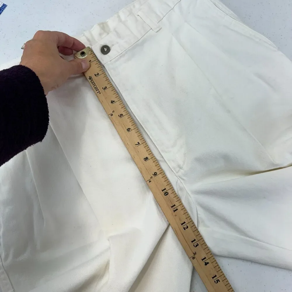 Flyers Men's High Rise Straight‎ Leg Ankle Pant Pleated White Size 36S